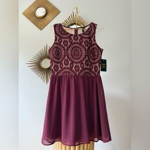 Want & Need - Burgundy Lace Dress